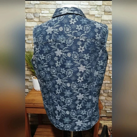 Coldwater Creek 1X Vintage Denim Floral Embroidered Jacket - Picture 3 of 4